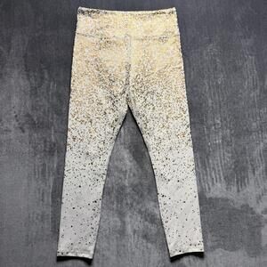 ZYIA Active Leggings Teens 6-8 White Gold Spotted Ankle Athletic Yoga Workout